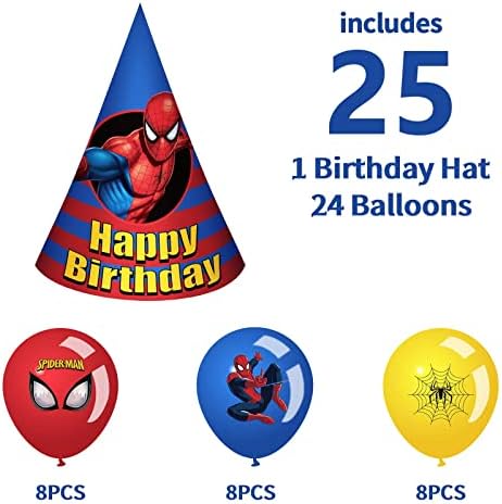 Örümcek Adam Doğum Günü Süsleri, Örümcek Adam Parti Malzemeleri-16 Kişiye Hizmet Eder, balonlar, Afiş, Masa Örtüsü,