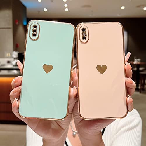 ZSYTZL ile Uyumlu iPhone Xs Max Durumda Kadınlar için Kız,Sevimli Aşk Kalp Kaplama Kenar Tampon Durumda koruma kapağı