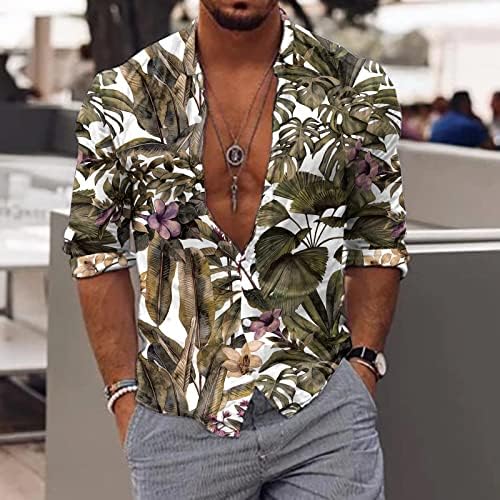 Xiloccer Tropikal Gömlek Erkekler için, erkekler Rahat Uzun Kollu Sonbahar Kış 3D Baskılı Gömlek Moda Üst Bluz Gömlek