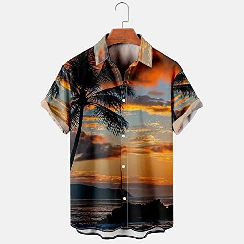 EELHOE Hawaiian T Shirt Erkekler için Düğme Aşağı Tropikal Ülke Grafik Tees Yatak Açma Yaka Kısa Kollu Gevşek Tunik