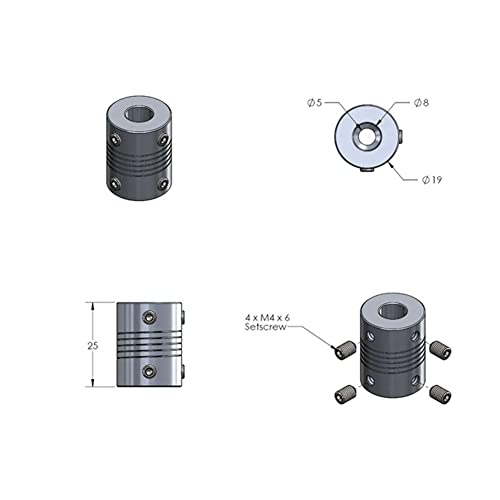 OctagonStar Esnek Kaplinler 5mm için 8mm NEMA 17 Mil için RepRap 3D Yazıcı veya CNC makinesi (2 ADET)