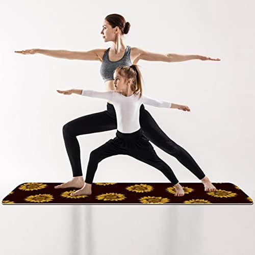 Yoga Mat, Ev Egzersiz için Yoga Paspaslar, Egzersiz Mat, Egzersiz Paspaslar, Pilates Mat, Ayçiçeği Kahverengi Sarı