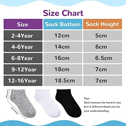 BOOPH 20 Adet Erkek Kız Yarım Yastık Çorap Çocuklar Düşük Kesim Atletik Ayak Bileği Çorap