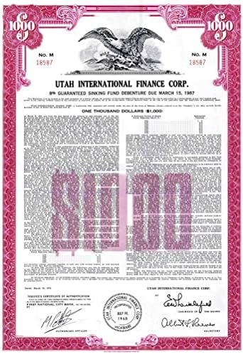 Utah Uluslararası Finans Kurumu-1.000 Dolarlık Tahvil