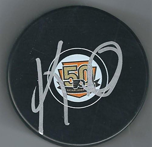 İmzalı KEN HİTCHCOCK Philadelphia Flyers 50. Yıl Hokey Diski - İmzalı Olimpik Diskler