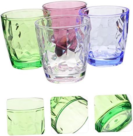 Luxshıny 4 adet Şeffaf Bardak Plastik su bardağı Şeffaf Bardak Şeffaf içme bardakları Kalınlaşmak PC