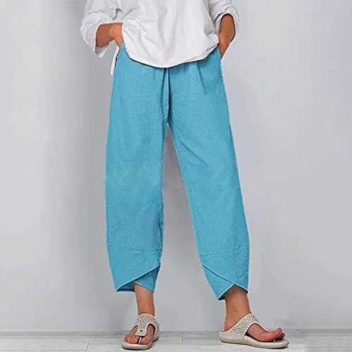 Usumıng Keten Pantolon Kadınlar için Pamuk Keten Pantolon Elastik Bel Pantolon Günlük Sweatpants yazlık pantolonlar