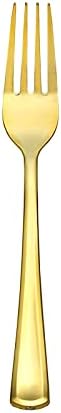 WHİSC Altın Plastik Çatal Seti [Sallanma Çatal Bıçak Takımı Koleksiyonu-24 Adet] - Ağır Hizmet Tipi Tek Kullanımlık