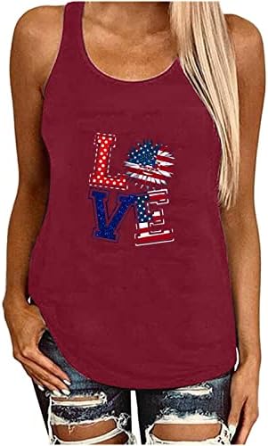 Kadın 4th Temmuz Tankı Üstleri Amerikan Bayrağı Vatansever T Shirt Yenilik Grafik Tees Yaz Camo Racerback Yelek Rahat