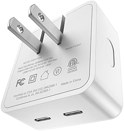 [Apple MFi Sertifikalı] 45W Çift USB-C Bağlantı Noktası Kompakt Güç Adaptörü, iPhone 14/13/12 Hızlı Şarj Bloğu, ipad