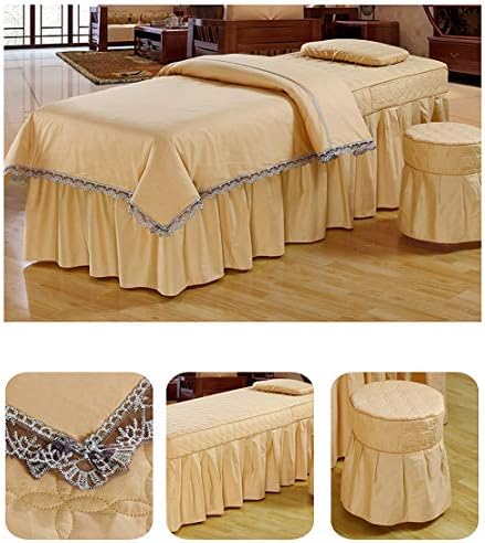 Pamuklu Dantel güzellik yatağı Örtüsü, Lüks 4 Parçalı Masaj Masası Çarşaf Setleri Yatak Örtüsü Yüz İstirahat Delikli