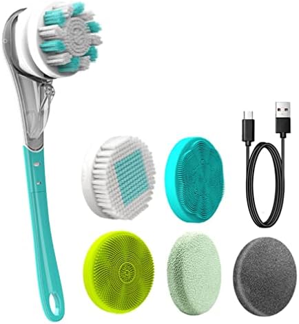 Duş için Geri Scrubber Şarj Edilebilir, Elektrikli Banyo Masaj Fırçası Seti, Duş için Peeling Scrubber, Vücut Temizleme