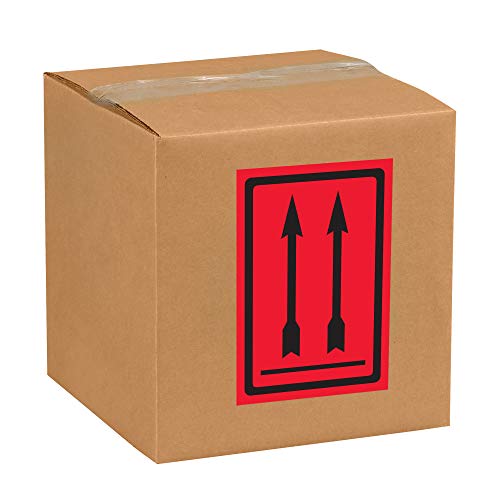Tape Logic ® Etiketleri, Çubuğun Üzerinde iki Yukarı Ok, 4 x 6, Floresan Kırmızısı, 500 / Rulo
