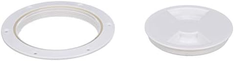 Attwood 12790-3 Güverte Plakası Muayene Portu, 4 inç Çap, Beyaz ABS Plastik Konstrüksiyon, Önceden Delinmiş Flanş
