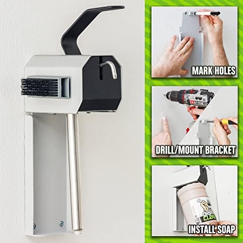 Grip Clean / Garaj ve Mağaza El Sabunu Dispenseri Duvara Montaj Kiti-Ağır Hizmet Tipi Pomza Sabunu (x2) + Paslanmaz