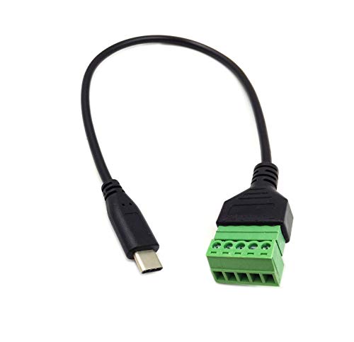 Poyıccot USB C Vidalı Terminal, USB 3.1 Tip-C Vidalı Terminal Bloğu Konnektörü, USB 3.1 Tip-C Erkek 5 Pin / Yollu