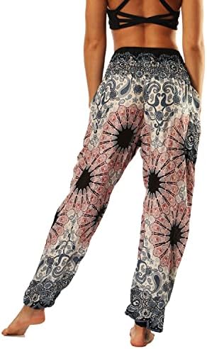 Lu'nun Şık kadın Boho Yoga Pantolon Önlüklü Bel Hippi Palazzo Yaz plaj pantolonları Yüksek Belli harem pantolon Pattern10