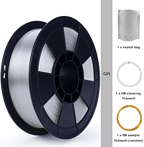 ZİRO PETG Filament 1.75 mm,3D Yazıcı Filament PETG 1.75 1 KG (2.2 lbs), Boyutsal Doğruluk + / -0.03 mm, Şeffaf