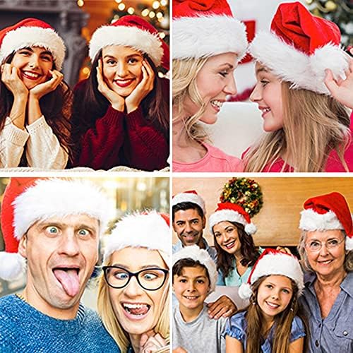 Noel Baba Şapkaları Yetişkin, Yetişkinler için Noel Şapka, Unisex Kadife Klasik Noel Şapka Aile için Noel Yeni Yıl