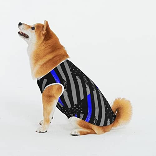 Pamuk Pet Gömlek İnce Mavi Çizgi Bayrak Polis Köpek Kostümleri Köpek Kedi Pijama Yumuşak Köpek Onesies Pet Tulumlar
