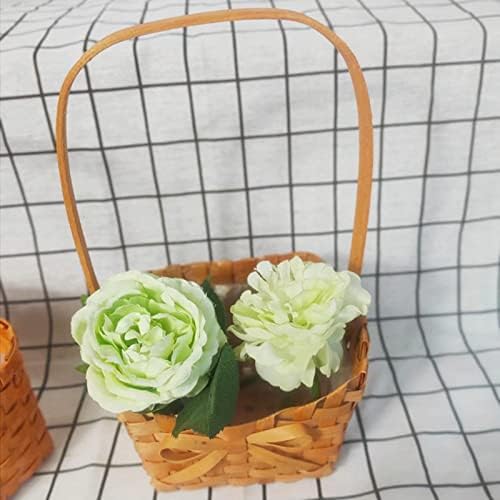 Qianly Çiçek Sepeti Çiftlik Evi Zarif El Sanatları çiçek düzenleyici Ahşap Depolama Sepeti Dokuma Sepetler Piknik