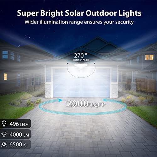 ıMaihom 3 kafa güneş sel ışık ve 6 kafa güneş dış mekan ışıkları, 496 LED hareket sensörü ışıkları 3 seviye parlaklık,
