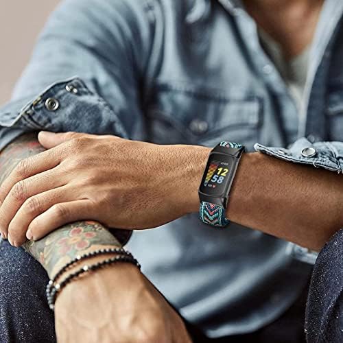 Fitbit şarj 5 için Abanen 2 paket elastik bantlar, Fitbit şarj 5 gelişmiş izci için ayarlanabilir kopça ile yumuşak