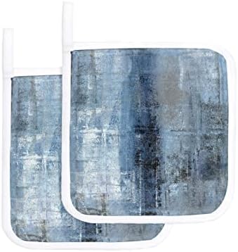 Carosoffe mavi gri Modern tencere tutucular 2 Set ısı yalıtımı, Gri Soyut Sanat Yağlıboya Mutfak için sıcak Pedler