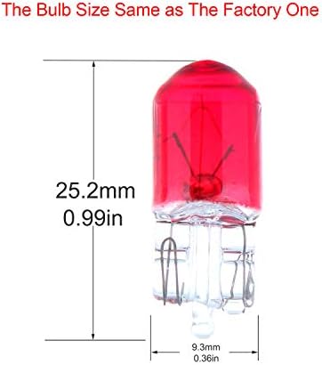 ccıyu 20 paket 194/168 / T10 sıcak beyaz 12 V 5 W Side Marker ışık halojen ampul (kırmızı)