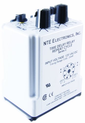 NTE Electronics R30-11A10-120L Serisi R30 Ayarlanabilir Aralıklı Zaman Geciktirme Rölesi, AC Kumandalı, DPDT, 1,8