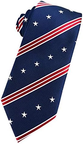KOOELLE Erkek Amerikan Bayrağı Kravat Yıldız ve Çizgili Jakarlı Kravat Vatanseverlik için