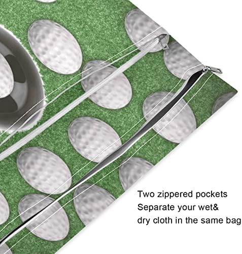Spor Topu Golf Tema ıslak Kuru Çanta Fermuarlı 2 Paket, bez Bebek Bezi Çantası Organizatör Kılıfı Su Geçirmez Kullanımlık