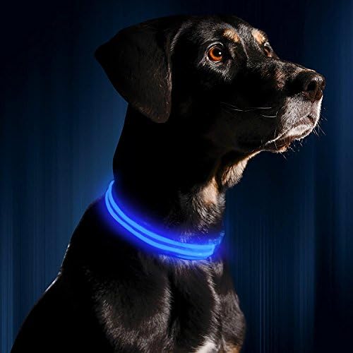 Led ışık şarj edilebilir köpek tasması Mavi Su Geçirmez Eğitim Köpek Görülen Görünür Koşum (M-(40-48) CM)