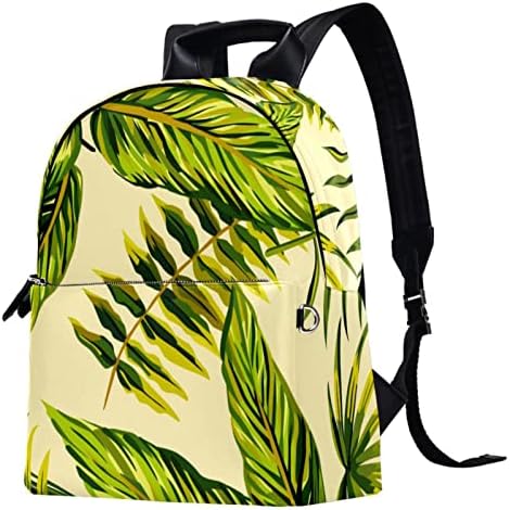 TBOUOBT Deri seyahat sırt çantası Hafif Dizüstü Rahat Sırt Çantası Kadın Erkek, Tropikal Yapraklar Yeşil