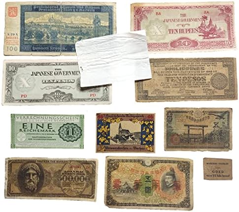 WW2 Dünya Para Birimi-57 Orijinal Müttefik ve Mihver Devletleri Banknot, Madeni Para, Pul ve Tahvil + Döviz Koleksiyonunuzu