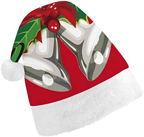 Noel Noel Baba Şapkası, Merry Christmas Bells Yetişkinler için Noel Tatil Şapkası, Yeni Yıl Şenlikli Kostüm Tatil