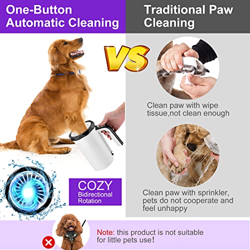 Şarj edilebilir Otomatik Köpek Pençe Temizleyici, Köpek Pençe Yıkama Fincan, 2 in 1 Taşınabilir Pet Pençe Temizleyici