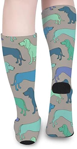 Dachshund Köpekler Renk Eşleştirme Yüksek Çorap Moda Spor sıcak tutan çoraplar Erkekler Kadınlar için