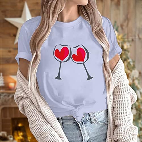 Giyim Kısa Kollu Pamuklu Ekip Boyun Grafik Rahat sevgililer Günü Bluz Tshirt Bayanlar için Sonbahar Yaz Bluz 05 05