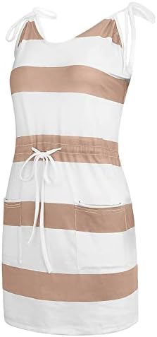 Kadınlar için yaz Elbiseler 2023 Plaj Bandaj Elbise V Boyun Kolsuz Cepler boyundan bağlamalı elbise Baskı Mini Yensiz