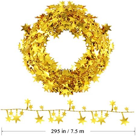 SEWACC Noel Dekor Noel Yıldız Tinsel Çelenk Altın Yıldız Tel Çelenk Sparkly Yıldız Tinsel Asılı Dekorasyon Noel Ağacı