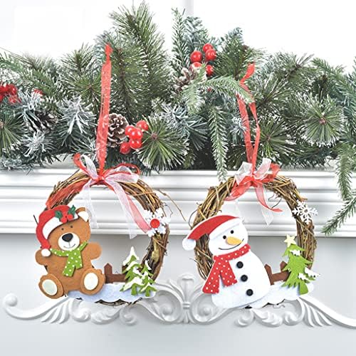 Noel Süslemeleri, Noel Ağacı Dekorasyon Yapay Çelenk Noel Baba Kardan Adam Asılı Çelenk Kolye Duvar Pencere Ağacı