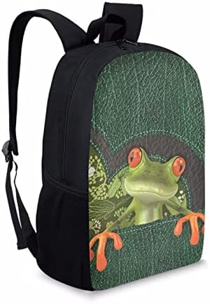 UNİCEU Sevimli Kurbağa 3D Baskılı Rahat Okul Bookbag Laptop Sırt Çantası, 17 inç Dayanıklı Omuz çocuk için sırt çantası