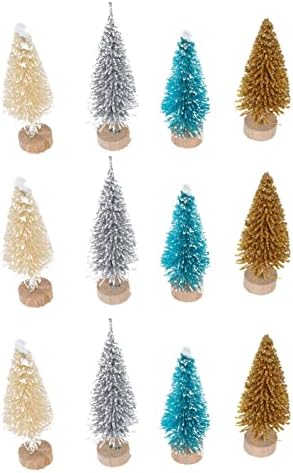 Mini Noel Ağacı Kar Buzlu: 12 adet Noel Ağacı Minyatür Plastik Kış Kar Ağaçları Modeli Masa Dekorasyon için DIY Odası
