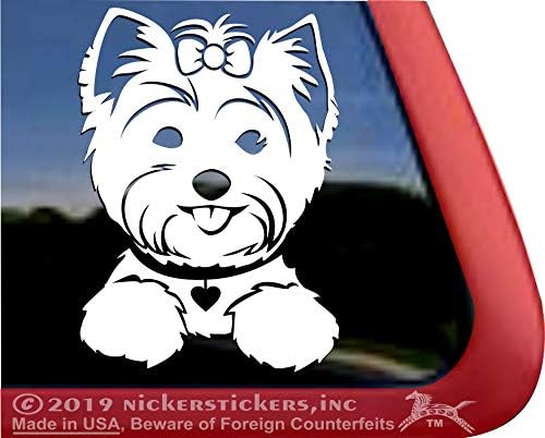 Sevimli Yorkie köpek yavrusu yüz NickerStickers ® vinil Yorkshire Terrier pencere çıkartma