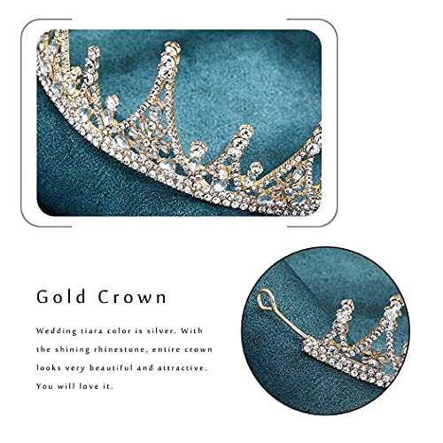 Kilshye Altın Kraliçe yapay elmas taç Barok Taçlar Vintage Kristal Tiara Düğün Gelin Tiaras Balo Kostüm saç aksesuarları