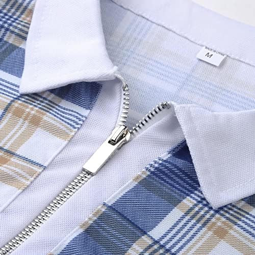 Erkekler için XXBR Fermuar polo gömlekler, yaz Çizgili Grafik Slim Fit kısa Kollu tişört İş Rahat Üst İş Elbisesi