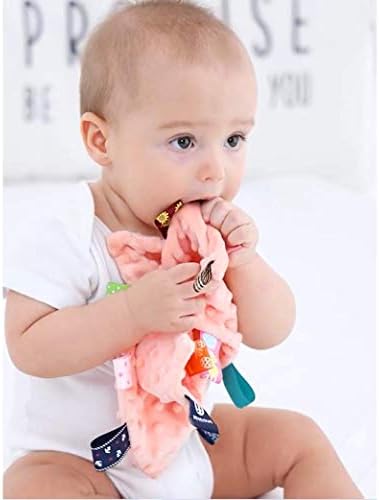 Bebek Etiketleri Güvenlik Battaniyeleri-Renkli Etiketli Bebek Yatıştırıcı Peluş Battaniye, 10x 10 Kare Duyusal Oyuncaklar,