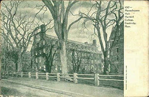 Massachusetts Hall Harvard Koleji Cambridge MA Orijinal Antika Kartpostal