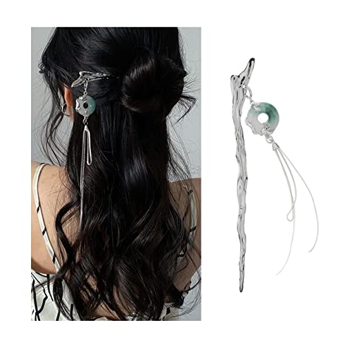 Vintage Hanfu Metal Saç Çubuklarını Geleneksel Çin Saç Sopa Taklit Yeşim Püskül saç tokası Kadınlar için saç aksesuarları